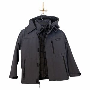 Reebok 3-in-1 Winter Coat youth Size Small 8 Grey and Black Pockets Zip- NWT